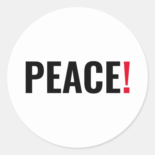Sticker Rond Point d'exclamation de paix blanc noir rouge anti- (Devant)