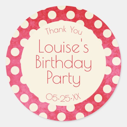 Sticker Rond Point Polka blanc rouge (Devant)
