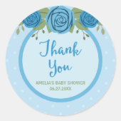 Sticker Rond Point Polka bleu et Merci Rose (Devant)