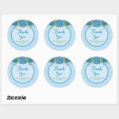 Sticker Rond Point Polka bleu et Merci Rose (Feuille)