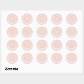 Sticker Rond Point Polka monogramme et Rose unique (Feuille)