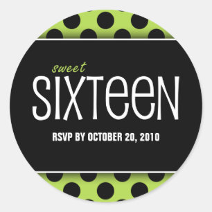 Sticker Rond Point vert sweet sixteen Sceau d'enveloppe RSVP
