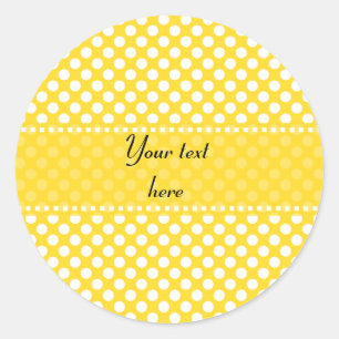 Sticker Rond Pointe Polka blanche et jaune