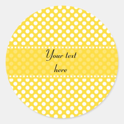 Sticker Rond Pointe Polka blanche et jaune (Devant)