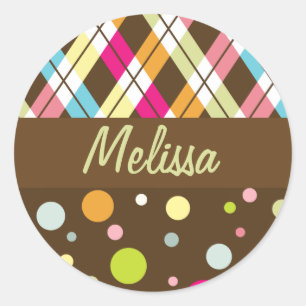Sticker Rond Pointe Polka et sceau de Jacquard