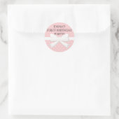 Sticker Rond Pointe rose et blanche avec chevalet d'anniversair (Sac)