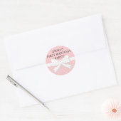 Sticker Rond Pointe rose et blanche avec chevalet d'anniversair (Enveloppe)