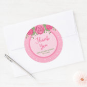 Sticker Rond Pointe rose et Merci Rose (Enveloppe)
