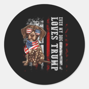 Sticker Rond Pointer allemand à poil court Même mon chien aime 