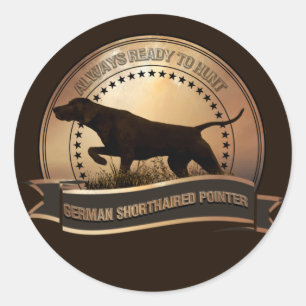 Sticker Rond Pointeur à poils courts allemand, Poster de Tapiss