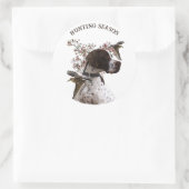 Sticker Rond Pointeur anglais, chasse aux oiseaux (Sac)