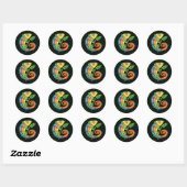 Sticker Rond Pointeur de dessin Lizard tenant la feuille de cou (Feuille)