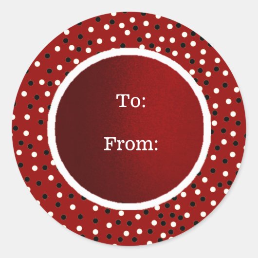 Sticker Rond Pointez un bouton rouge blanc&blanc vers / depuis (Devant)