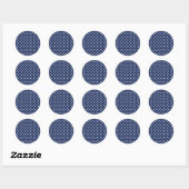 Sticker Rond Pointillisme Classique Blanc - Bleu Nuit (Feuille)