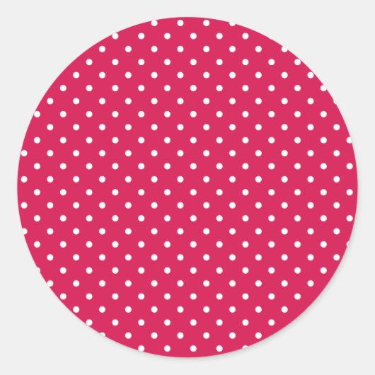 Sticker Rond Pointillisme Classique Blanc - Rouge Framboise (Devant)