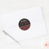 Sticker Rond Points à rayures Gingko Classy Rouge Art Déco (Enveloppe)