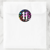 Sticker Rond Points arc-en-ciel du 11e anniversaire en noir (Sac)