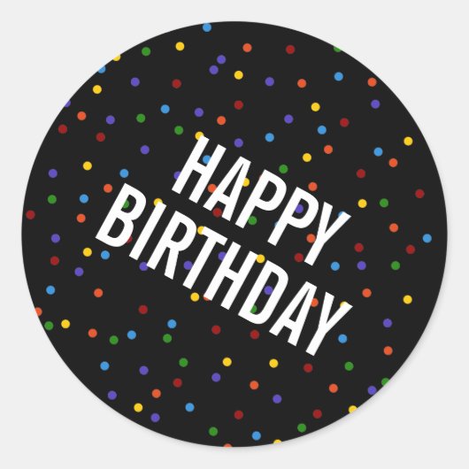Sticker Rond Points Arc-en-ciel Noir heureux Motif d'anniversai (Devant)