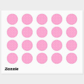 Sticker Rond Points blancs, Motif Pois rose. (Feuille)