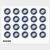 Sticker Rond Points Bleus Marine Cute Aquarelle Rouge Monogramm (Feuille)