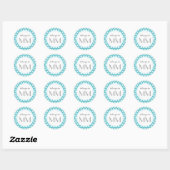 Sticker Rond Points Bleus Monogrammes - do-it-yourself Étiquett (Feuille)