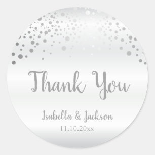 Sticker Rond Points Confetti blanc et argent