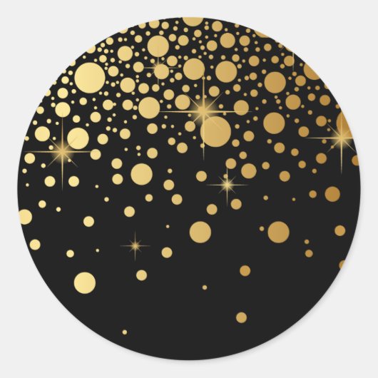 Sticker Rond Points Confetti Faux Gold Foil Noir (Devant)