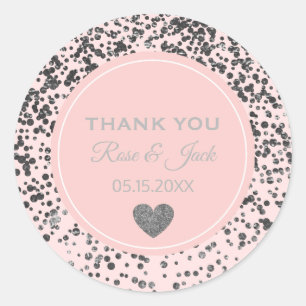 Sticker Rond Points Confetti Mariage rose Faux Parties scintill