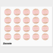 Sticker Rond Points Confetti Pink & Gold Blushing Faux Foil Fav (Feuille)