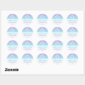 Sticker Rond Points Confetti Purple Bat mitzvah Turquoise Favor (Feuille)