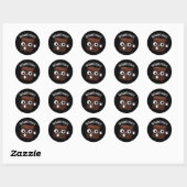 Sticker Rond Points de brownie Snack drôle Pun Fond sombre (Feuille)