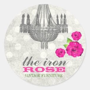 Sticker Rond Points de Rose Vintage rose et gris GC
