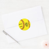 Sticker Rond Points de suture de softball en paillettes rouges (Enveloppe)
