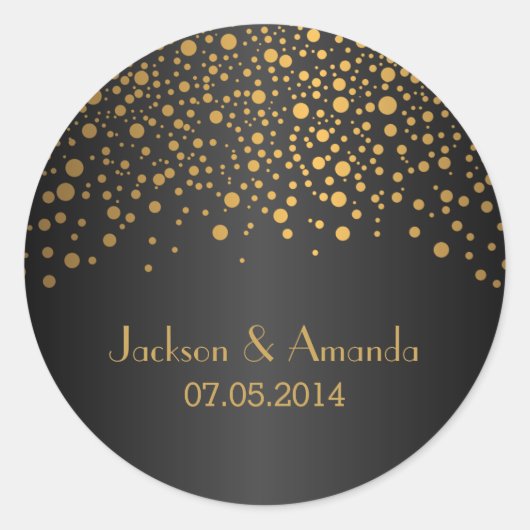 Sticker Rond Points d'or en noir | Personnaliser (Devant)