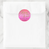 Sticker Rond Points d'or et rose | Personnaliser | MARIAGE (Sac)