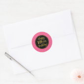 Sticker Rond Points d'or rose noir 18e anniversaire (Enveloppe)
