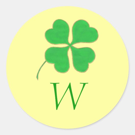 Sticker Rond Points d'or Shamrocks verts Monogrammes Phoques Ma (Devant)