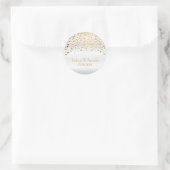 Sticker Rond Points d'or sur satin blanc | Personnaliser (Sac)