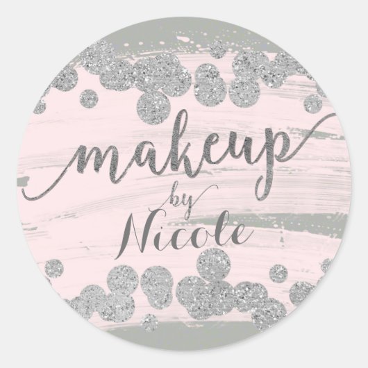 Sticker Rond Points étincelants rose et gris maquillage par (Devant)