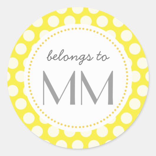 Sticker Rond Points Jaunes Monogrammes - do-it-yourself Étiquet (Devant)