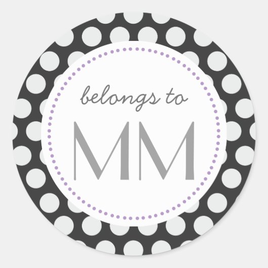 Sticker Rond Points noirs et blancs monogrammes - do-it-yoursel (Devant)