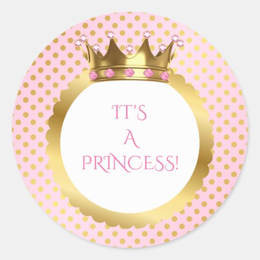 Sticker Rond Points rose et or Royal Princess Crown (Devant)