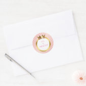 Sticker Rond Points rose et or Royal Princess Crown (Enveloppe)