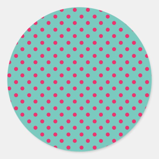 Sticker Rond Points roses profonds sur Aqua Blue (Devant)