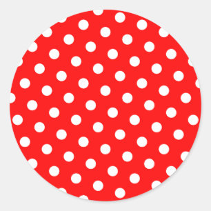 Sticker Rond Points rouges et blancs