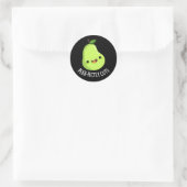 Sticker Rond Poire parfaitement mignonne Fruit Pear Pun Dark BG (Sac)