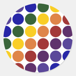Sticker Rond Pois arc-en-ciel en blanc