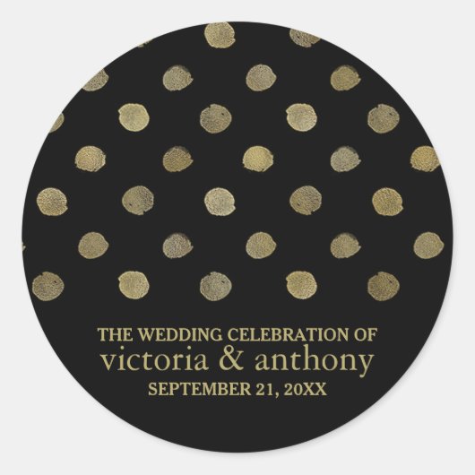 Sticker Rond Pois Black & Gold moderne mariage pour (Devant)