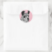 Sticker Rond Pois blancs et noirs tendance Llama (Sac)