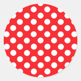 Sticker Rond Pois blancs sur Arrière - plan rouge